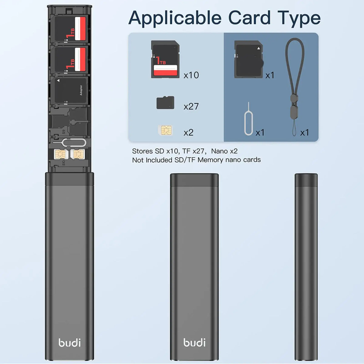 30-Slot SD & SIM Card Case | Aluminum Card Organizer Box