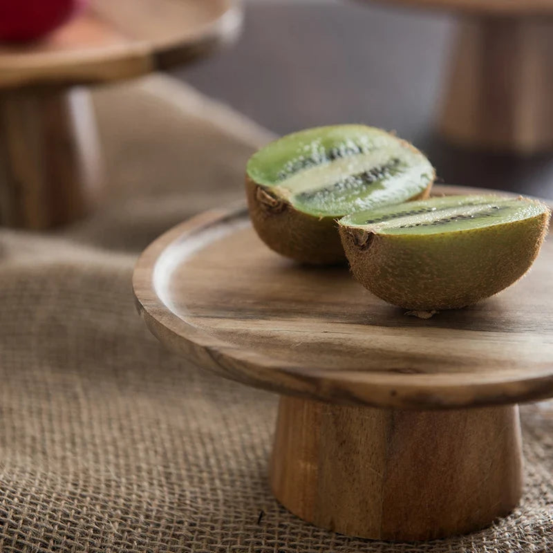 KEMORELA Elevated Wooden Cake Stand & Serving Tray