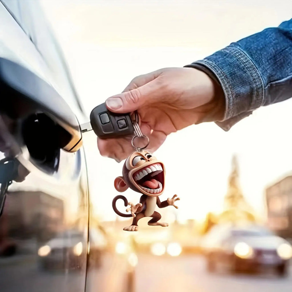 2D Acrylic Monkey Pendant – Car Charm, Keychain & Backpack Tag