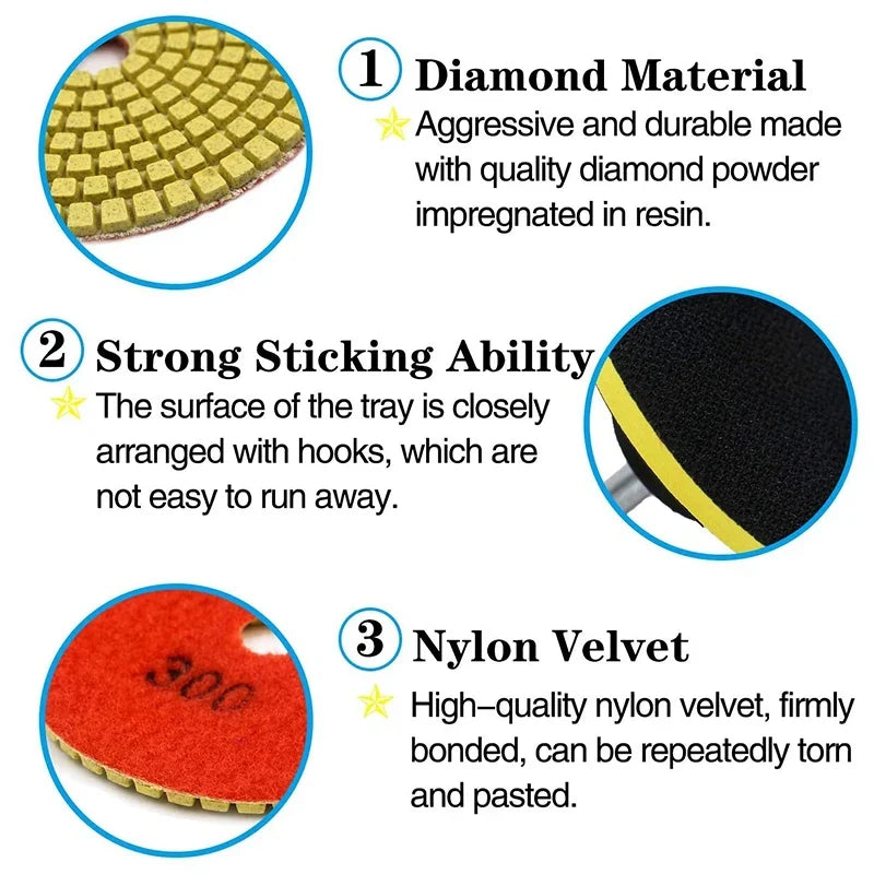 A36T- Diamond Polishing Pads Wet Dry Granite Stone Concrete Marble