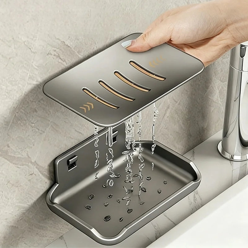 Punch-Free Corner Soap Holder Rack | No-Drill Bathroom Shelf