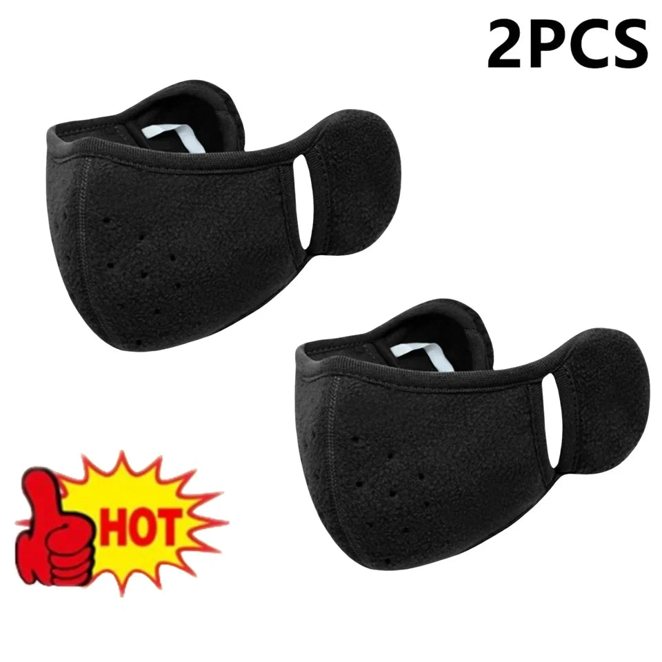 2-Pack Winter Fleece Earmuffs & Windproof Face Cover Unisex
