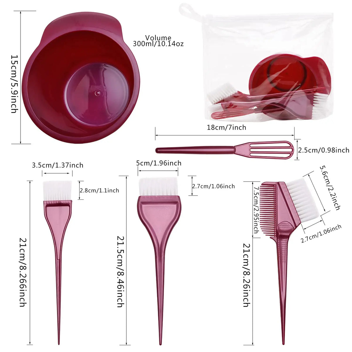 5-Piece Salon Hair Dye Kit – Coloring Brush & Bowl Set