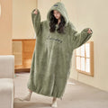 Women's Hooded Coral Velvet Nightgown – Plush Flannel Pajama Dress