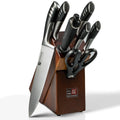 8-Piece German Steel Kitchen Knife Set & Rubber Wood Block