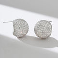 Huitan CZ Half Ball Stud Earrings | Dazzling Cubic Zirconia