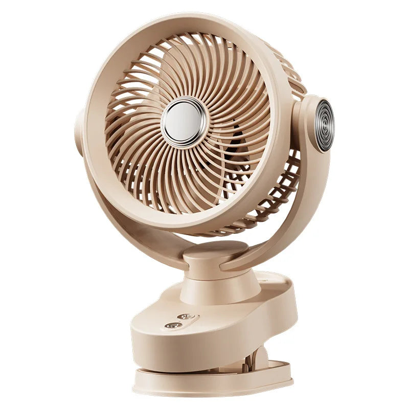 USB Rechargeable Clip Fan – Silent, LED & Oscillating Head