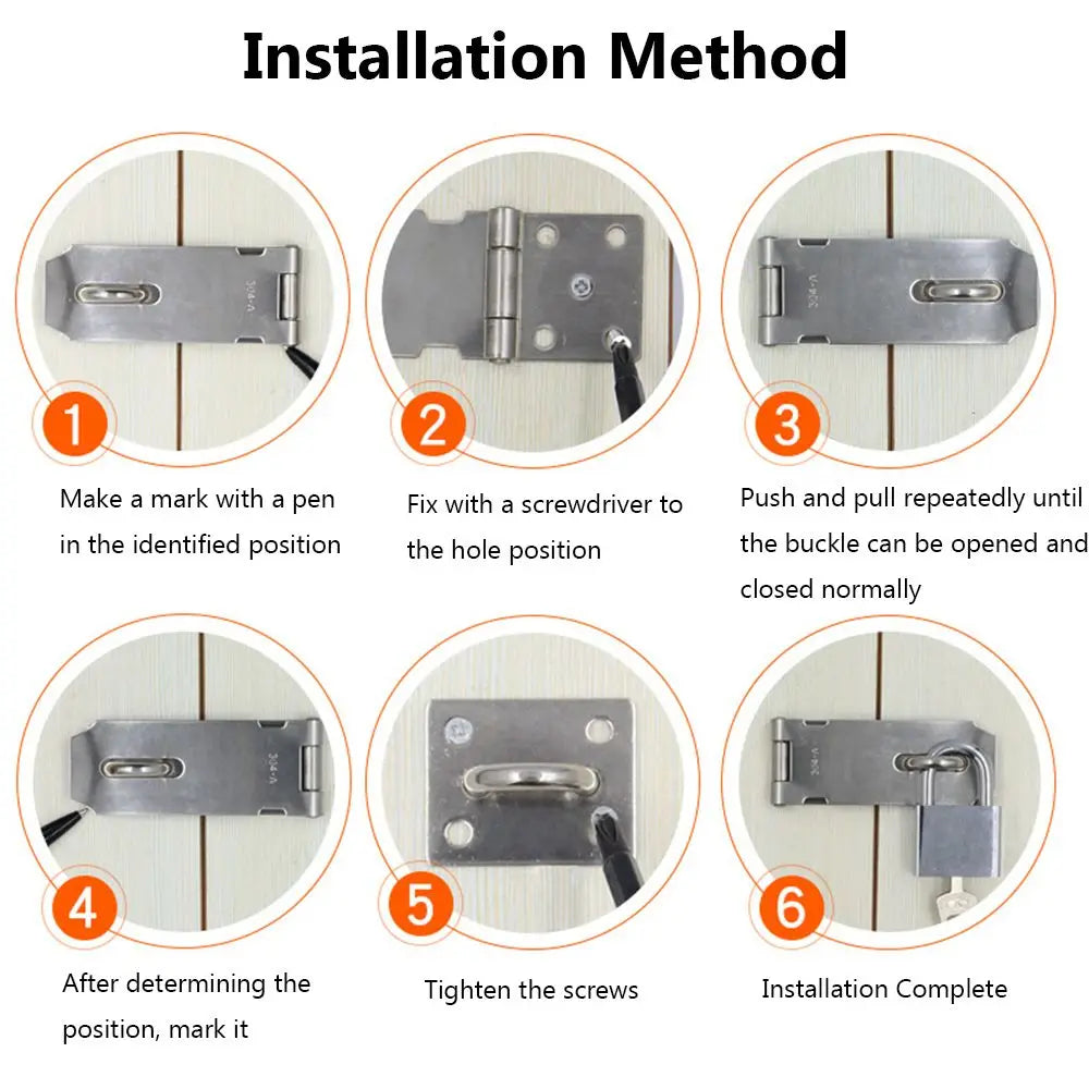 Padlock Hasp Door Clasp Lock 90 Degree Right Angle Shed Gate Latch