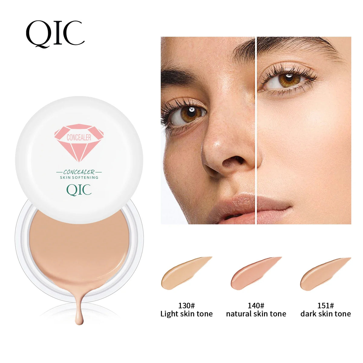 QIC Full Coverage Waterproof Concealer Cream – All Skin Types