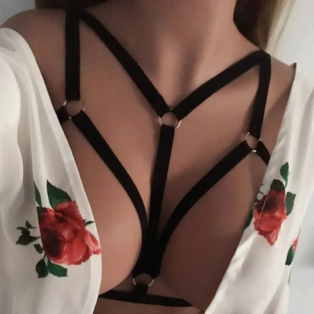 Sexy Body Harness Women Black Harajuku Neck Cage Bra Fetish Lingerie