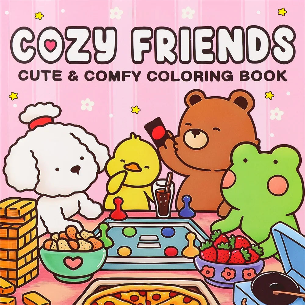 Halloween Coloring Book COZY FRIENDS Adults Teens Featuring Adorable