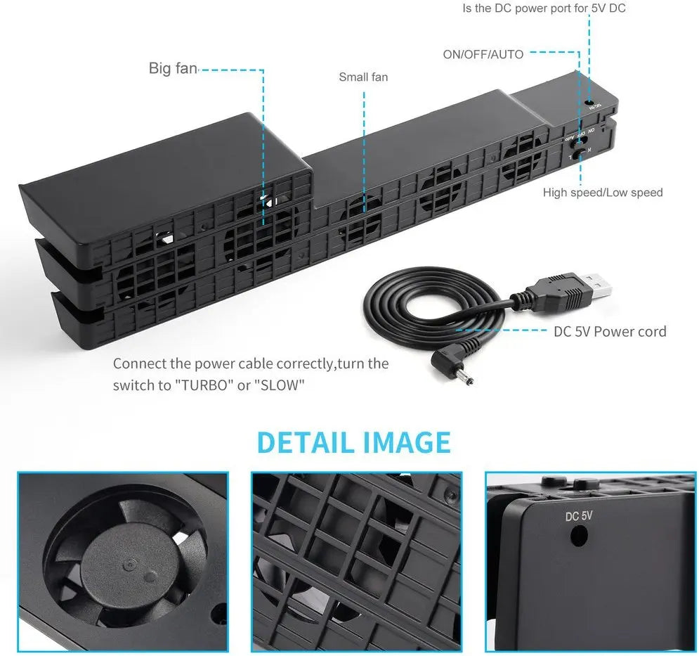 USB Turbo Cooling Fan for PS4, PS4 Pro & PS4 Slim – DC 5V