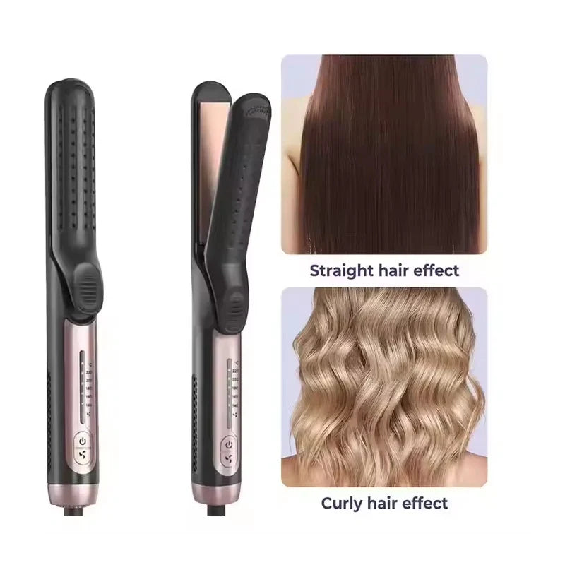 Compact Hair Curler & Straightener | Fast Heating, Wide Plate