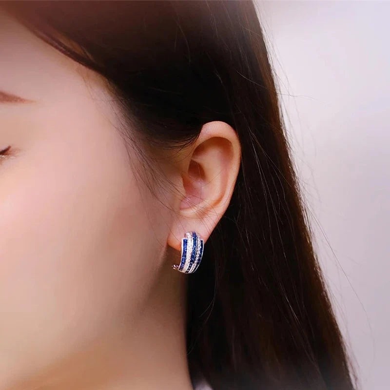 Huitan Cubic Zirconia Hoop Stud Earrings – Elegant Women's Jewelry