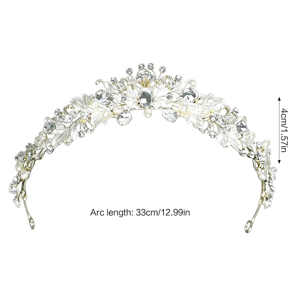 Bridal Rhinestone Crown Tiara – Gold & Silver Wedding Headpiece