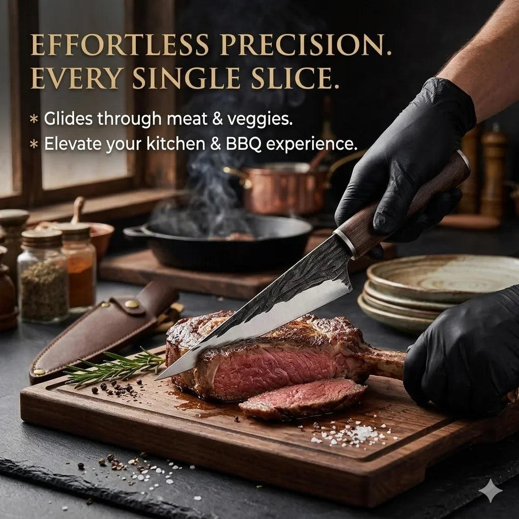 PLYS Forged Boning Knife – Carbon Steel Chef Knife Wood Handle