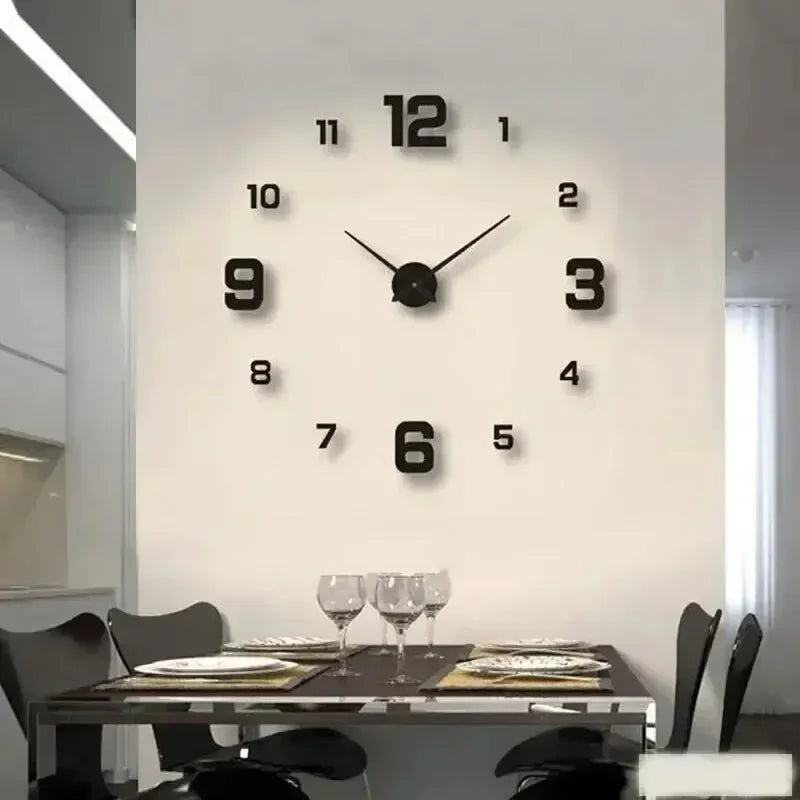 3D Frameless Acrylic Wall Clock – Large Silent Home Decor