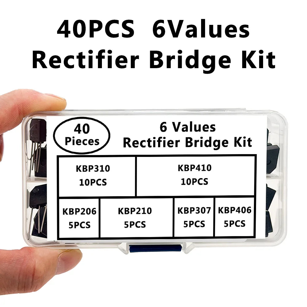 40-Piece KBP Rectifier Bridge Kit – 6 Values with Storage Box