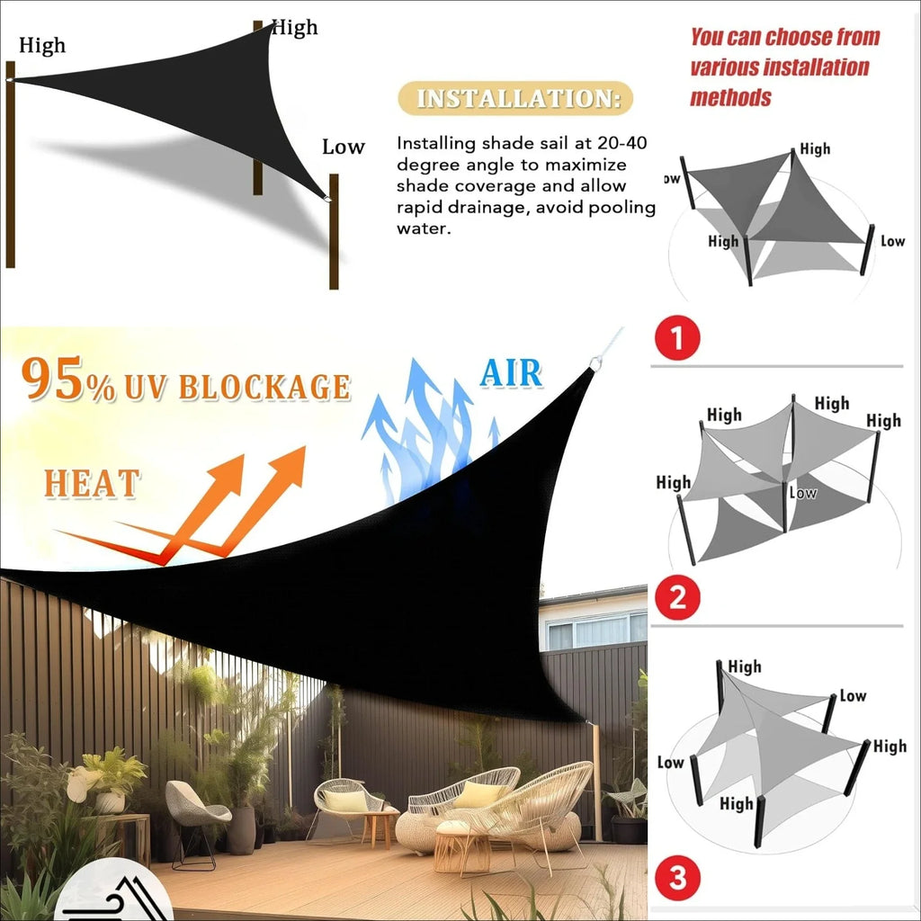 Triangle Sun Shade Sail – Waterproof Outdoor Canopy 98% UV