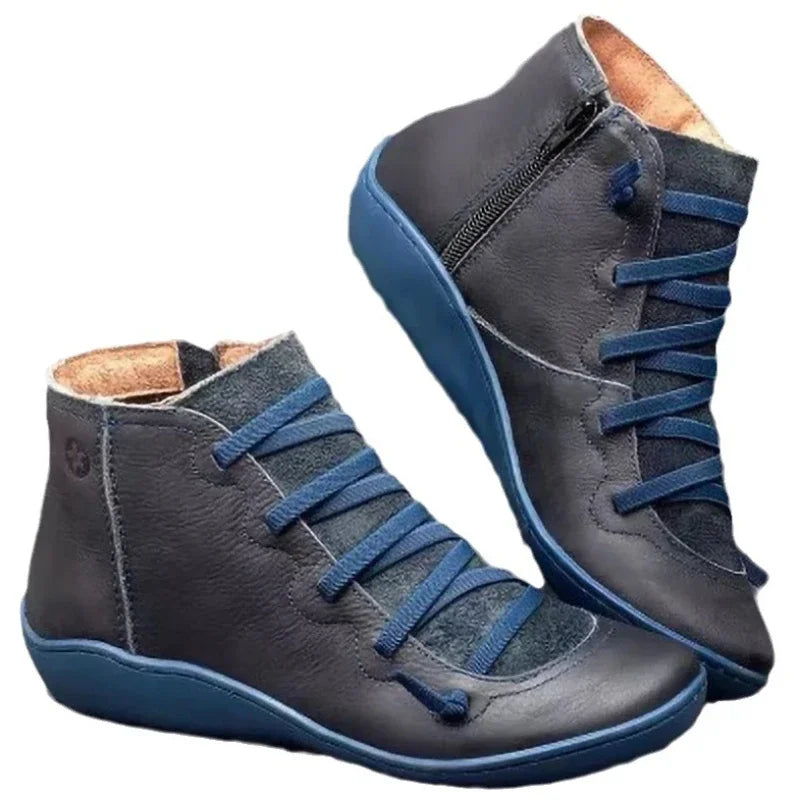 Women's Vintage Lace-Up Ankle Boots | Non-Slip Platform
