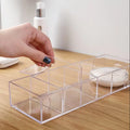 Transparent Acrylic Makeup Organizer – 6-Grid Desktop Storage Box