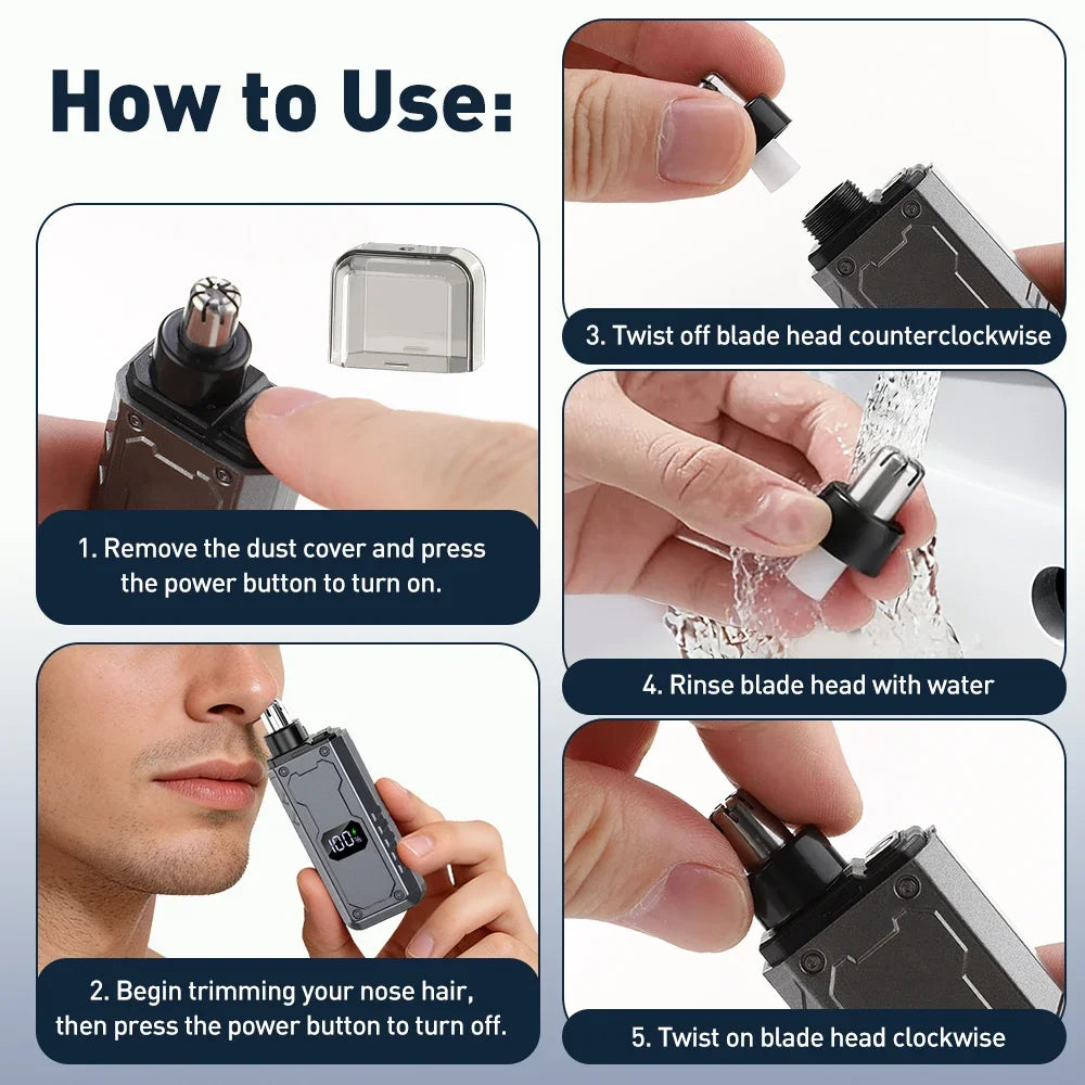 AFDEAL Electric Nose Hair Trimmer 12000RPM USB Rechargeable