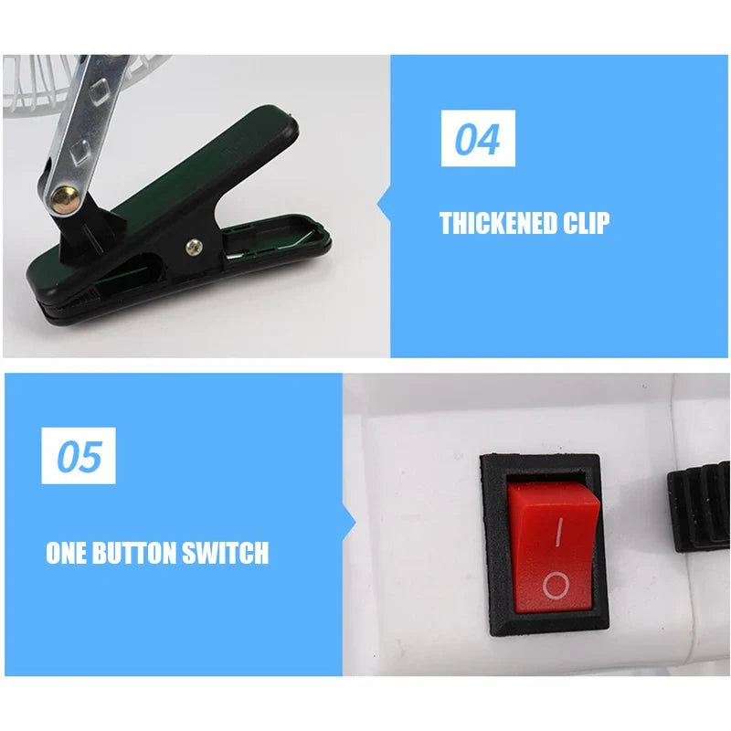 12/24V Car Mini Fan 180° Rotating Clip-On Vehicle Cooling Fan