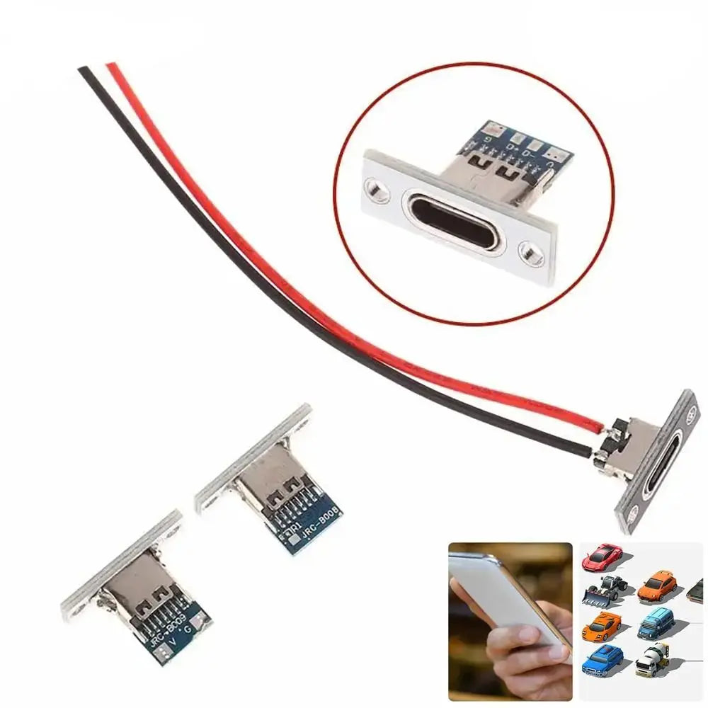 Waterproof USB Type-C Female Connector Jack 2-Pin Solder