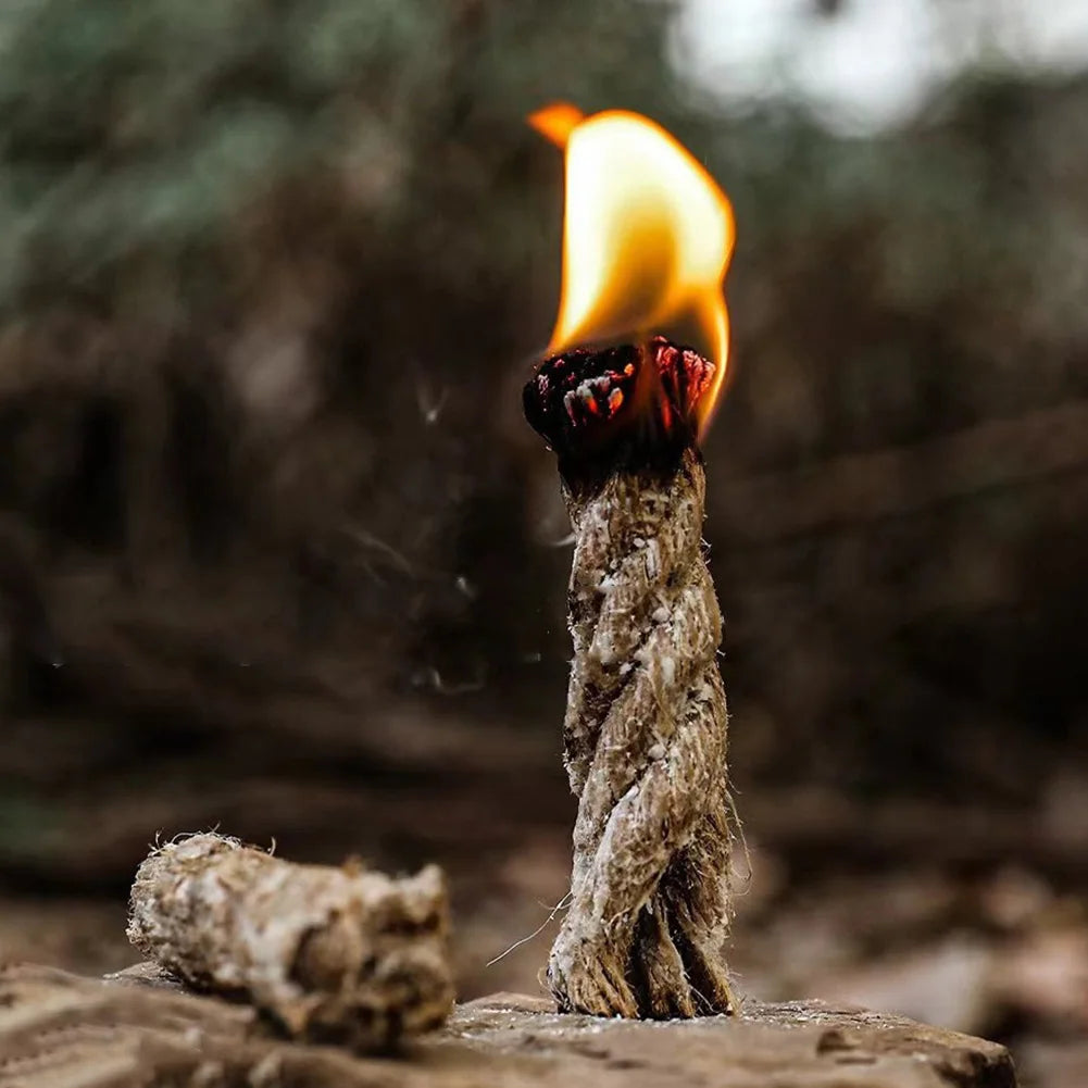 Wax-Infused Hemp Rope Fire Starters Kit | 4pc Weatherproof