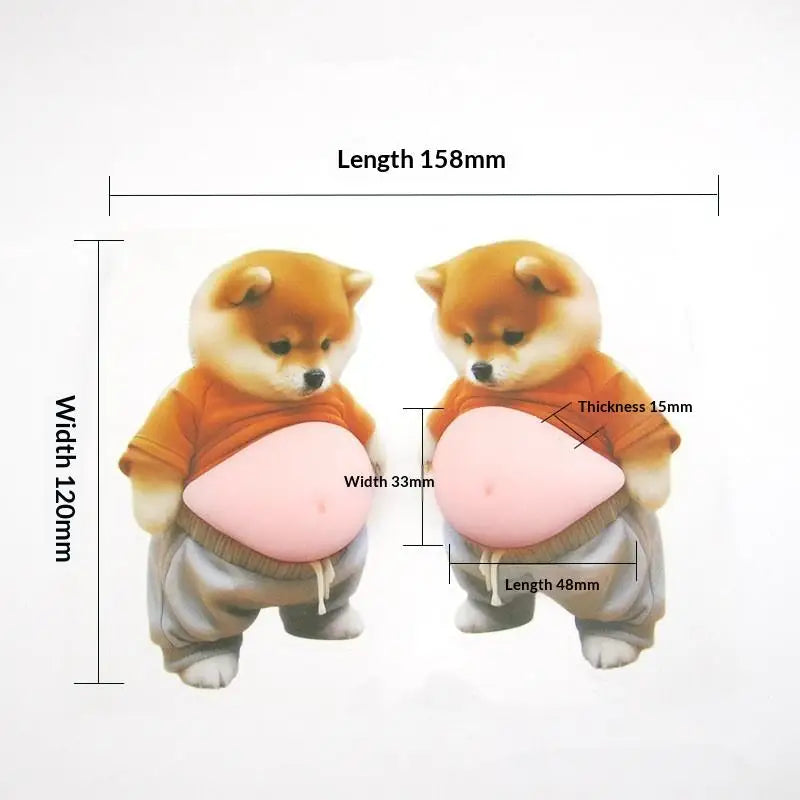 3D Shiba Inu Stickers Cute Orange Chubby Silicone Self-adhesive