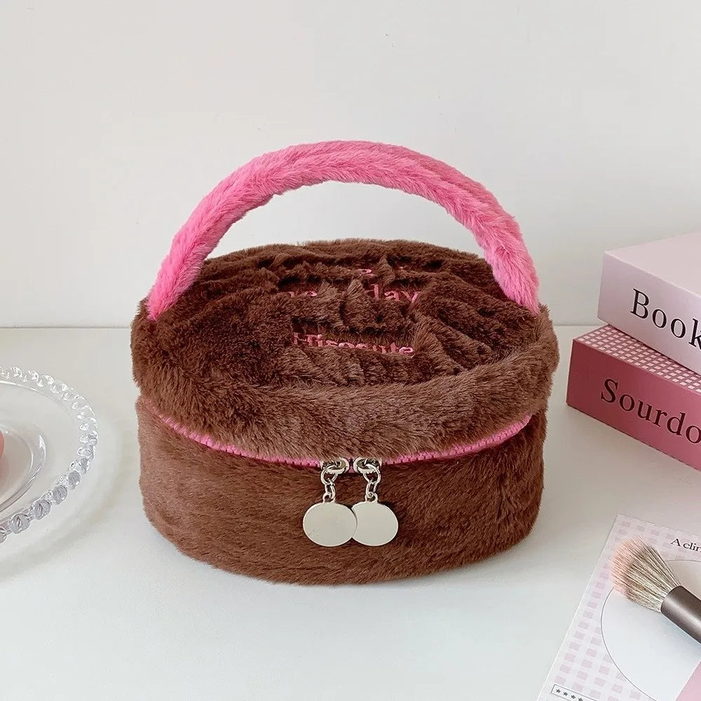 Plush Cosmetic Bag – Travel Makeup & Toiletry Organizer Pouch