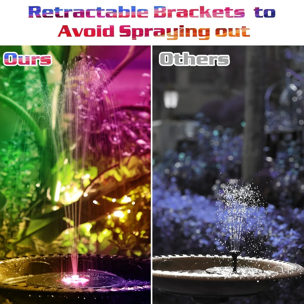 5.5W Solar Fountain Pump with LED Lights & Battery for Garden