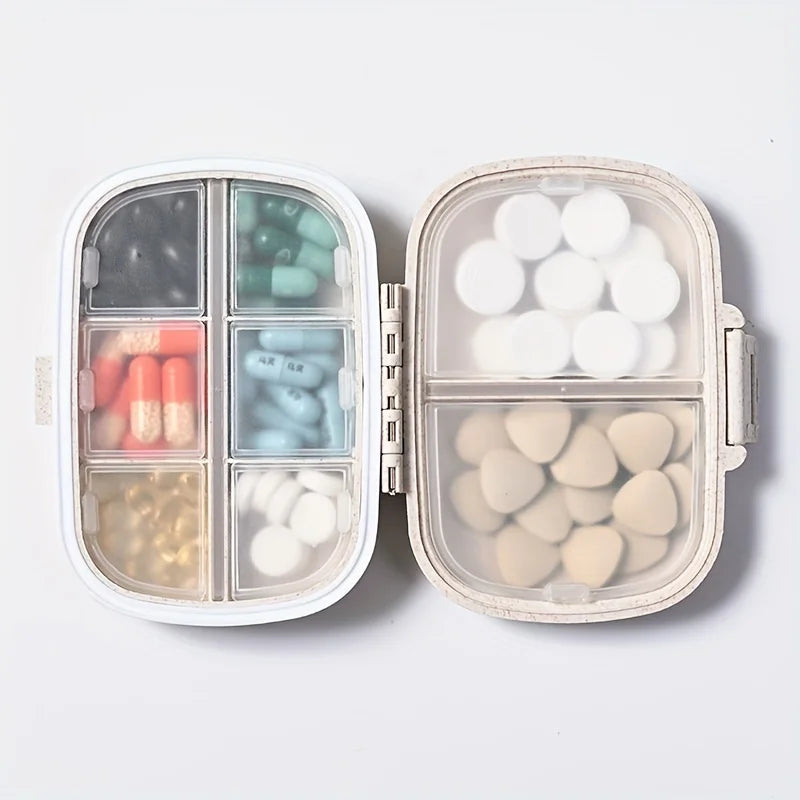 8 Grids Pill Box Seal Ring Small Tablets Wheat Organizer Container