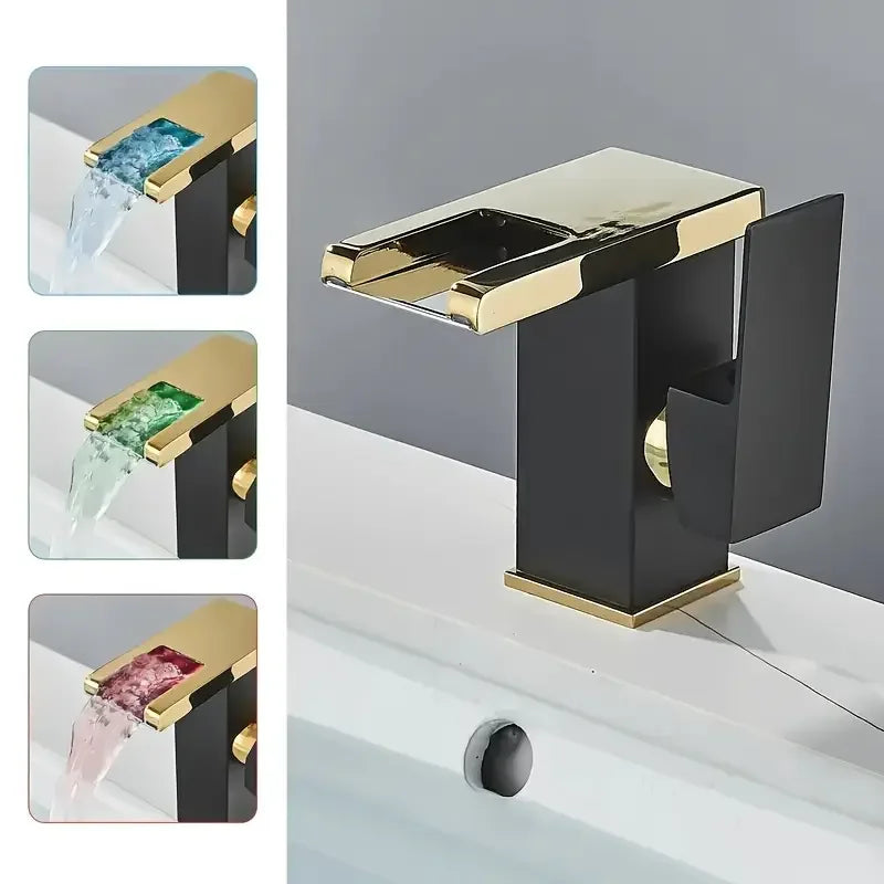 Thermal Color-Changing Waterfall Bathroom Faucet | Dual Handle