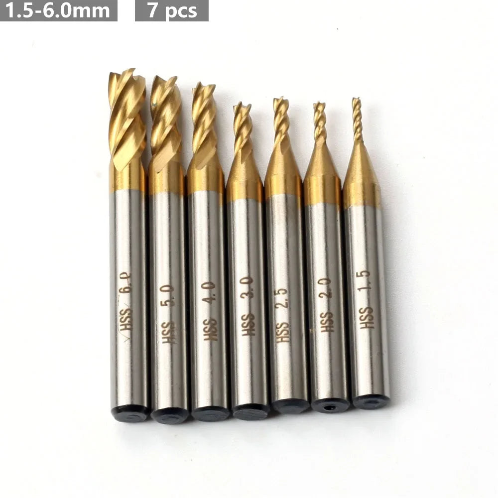 SLADE 4-Flute TiN HSS End Mill Set 1.5–10mm | CNC Router Bits