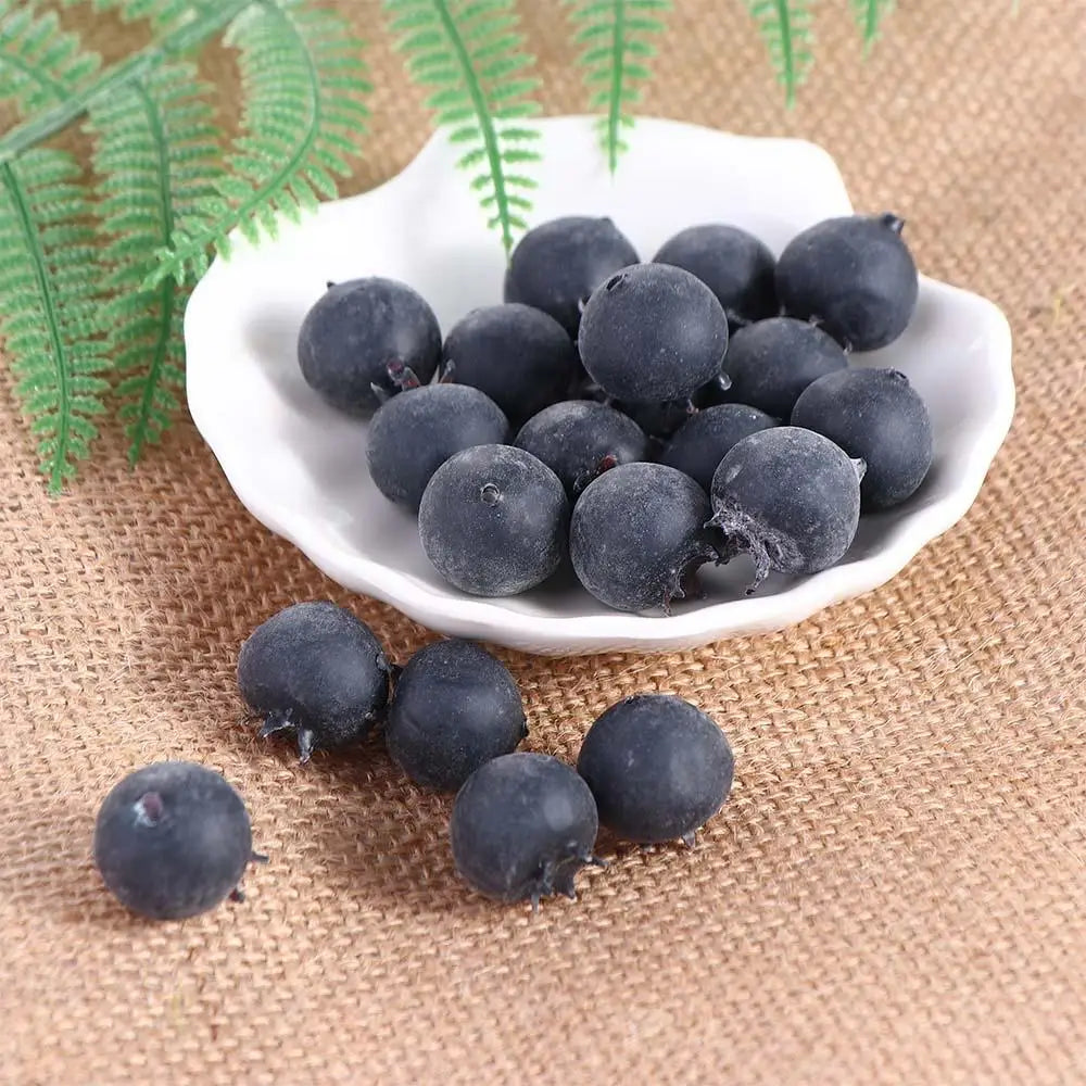 Artificial Blueberry Décor Props – 20pc Fake Foam Berries