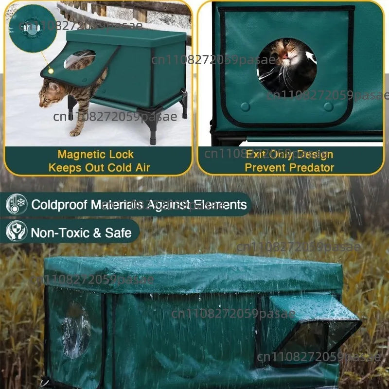Foldable Outdoor Cat Tent Bed – Insulated Kitten Nursery & Enclosure