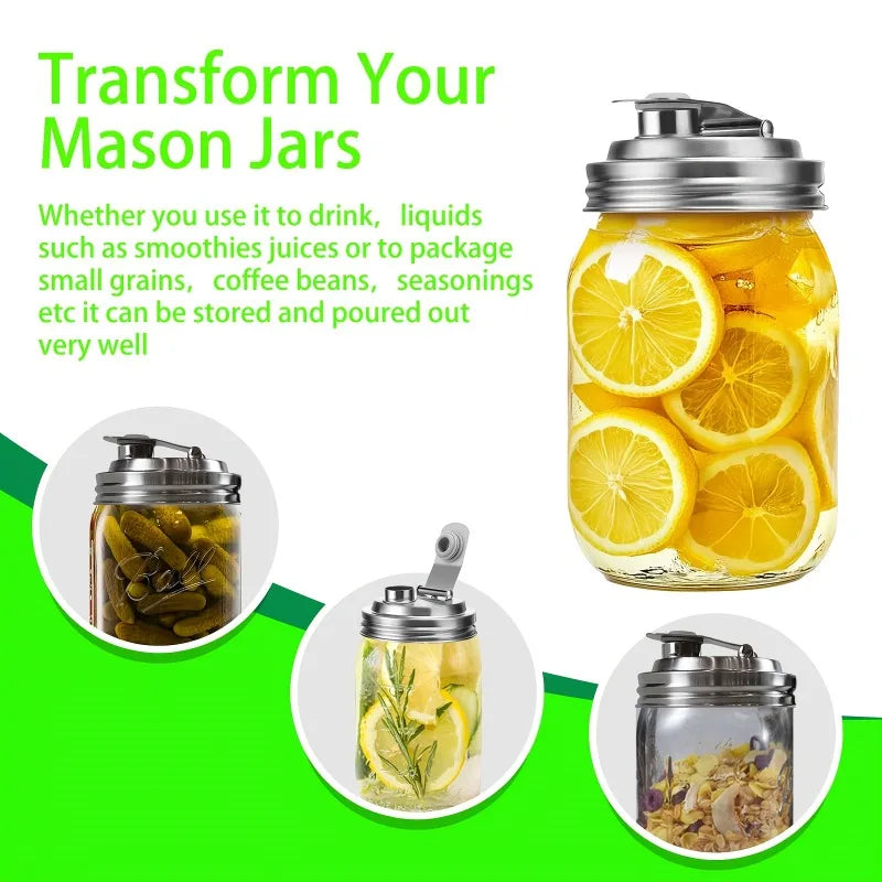 Mason Jar Stainless Steel Pour Spout Lid | 86mm Wide Mouth