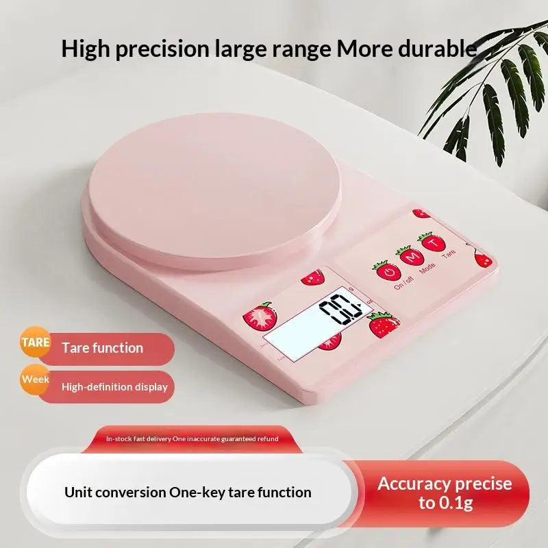 Strawberry Digital Kitchen Scale | 0.1g Precision for Baking