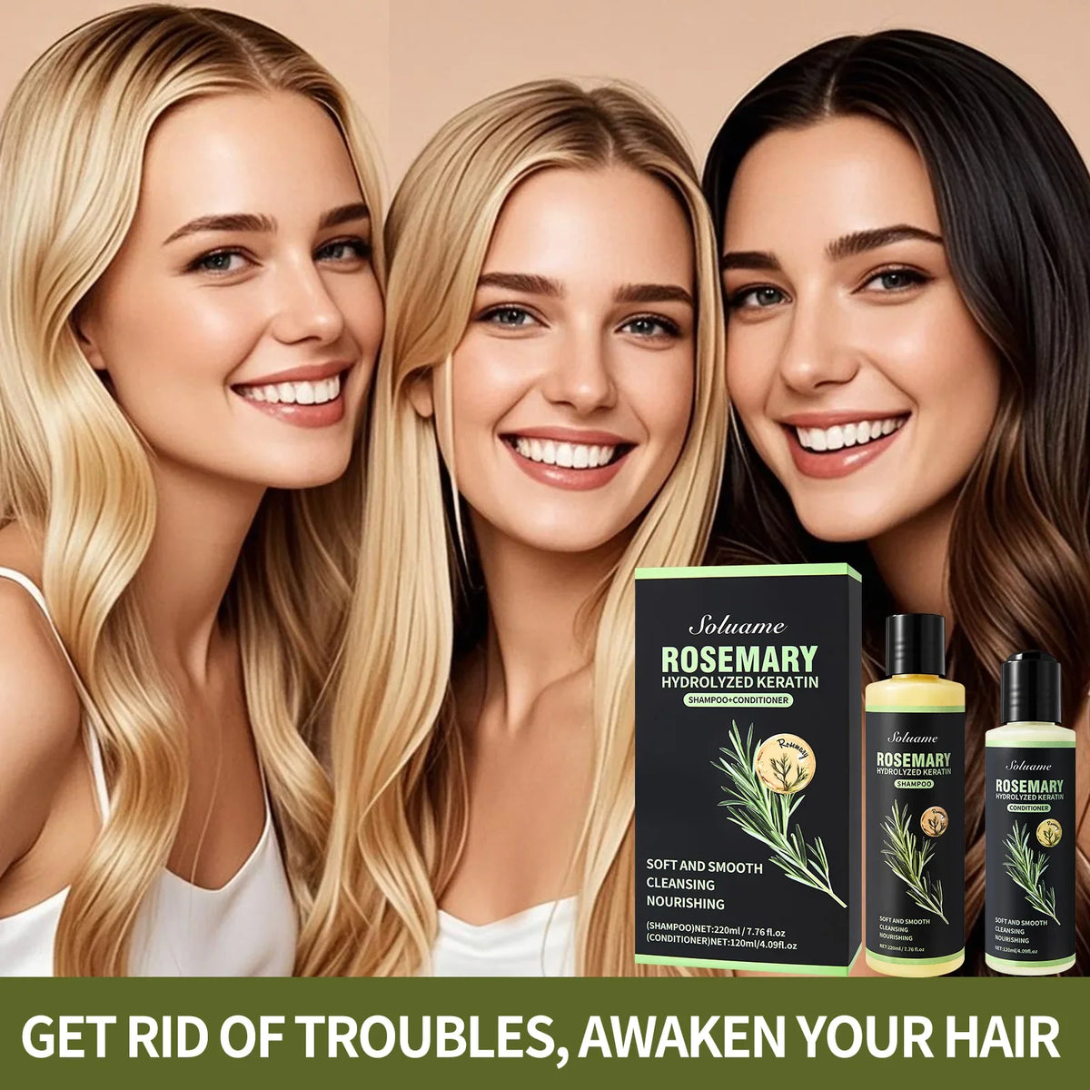 Rosemary Keratin Shampoo & Conditioner Set – Nourishing Hair Care