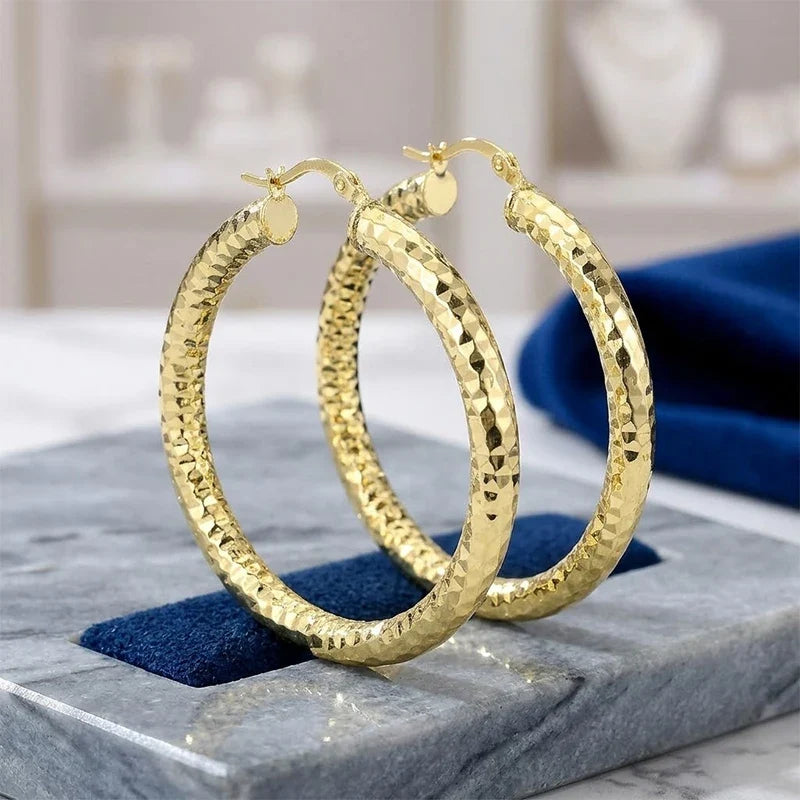 Huitan Big Circle Hoop Earrings – Sparkling Women's Jewelry