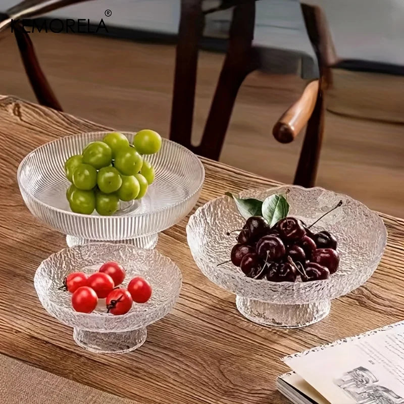 KEMORELA Glass Fruit Bowl & Snack Tray for Home & Kitchen