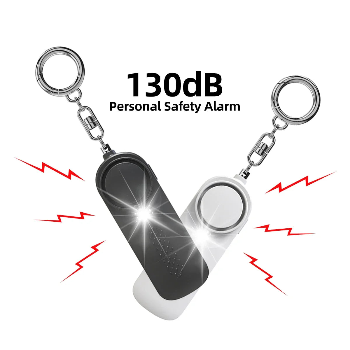 130dB Personal Safety Alarm Keychain with Strobe Light