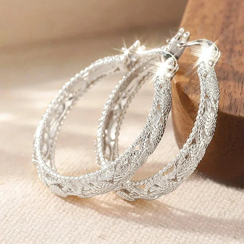 Huitan Large Geometric Hoop Earrings – Bohemian Party Jewelry
