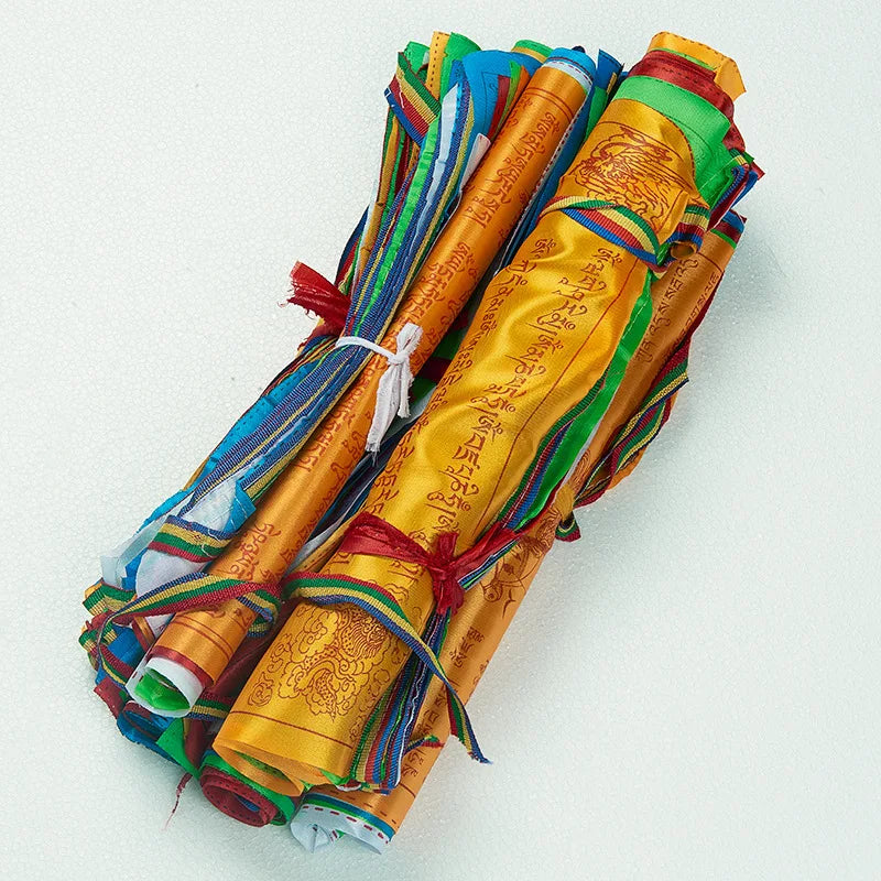Tibetan Buddhist Lung Ta Prayer Flags – Colour Print Silk Banner