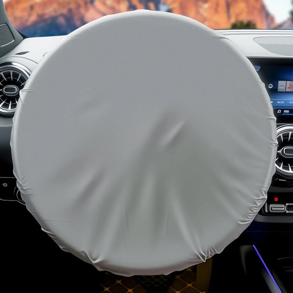 Silver Steering Wheel Sun Shade Cover – Universal UV Shield