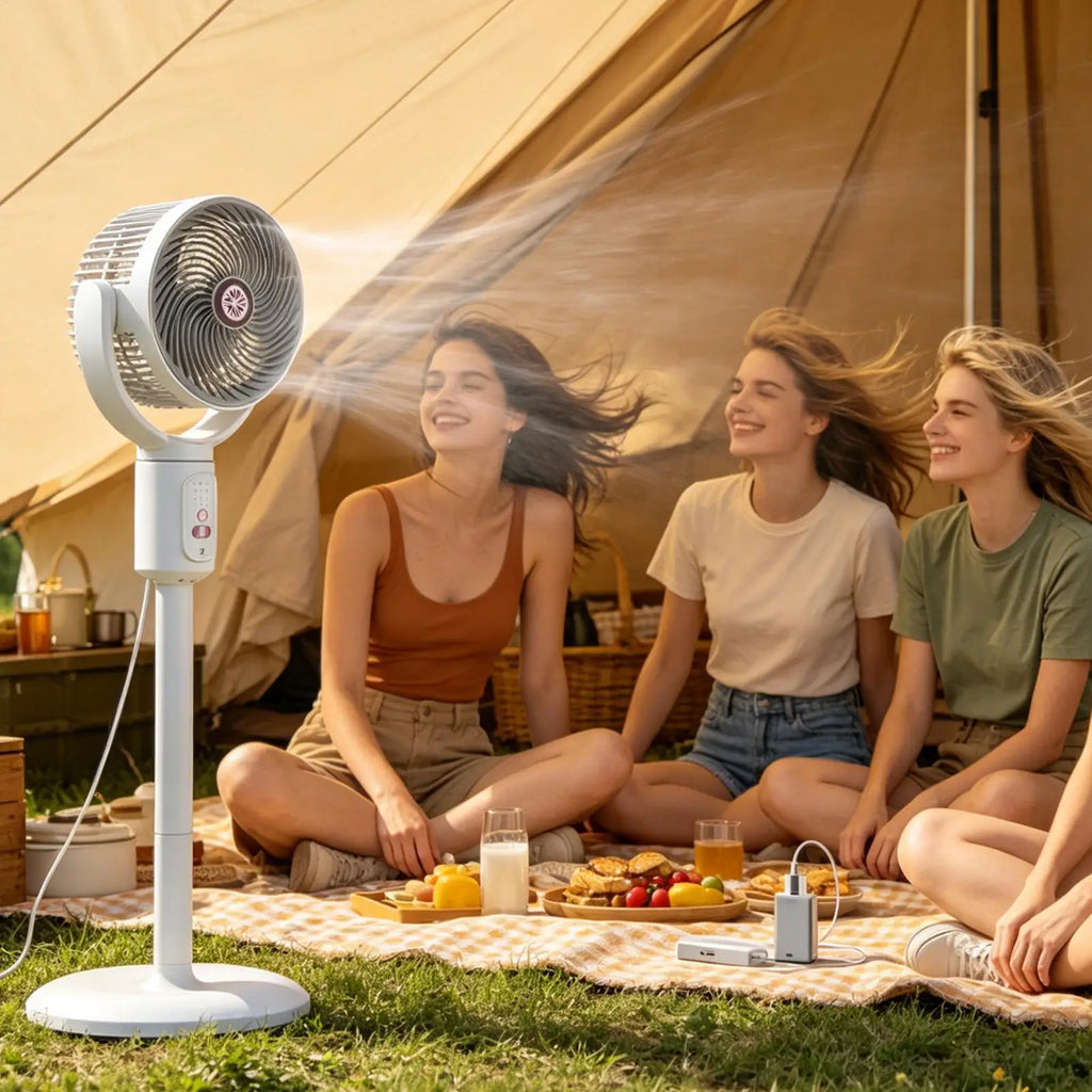 Oscillating Tower Fan 5-Speed Type-C Rechargeable Adjustable Height