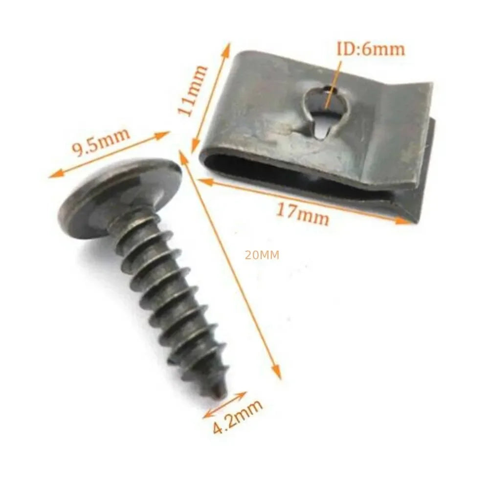 40pcs U-Type Metal Tapping Screw Clips – Car & Motorcycle