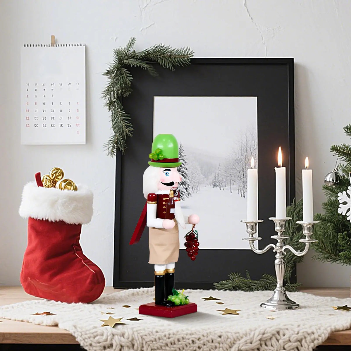 Wooden Nutcracker Christmas Figurine | Winemaker Holiday Décor