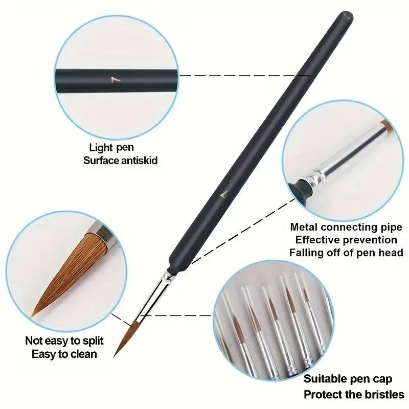 11 Micro Detail Paint Brushes – Acrylic, Oil, Watercolor & Nail